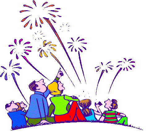 Family enjoying fireworks