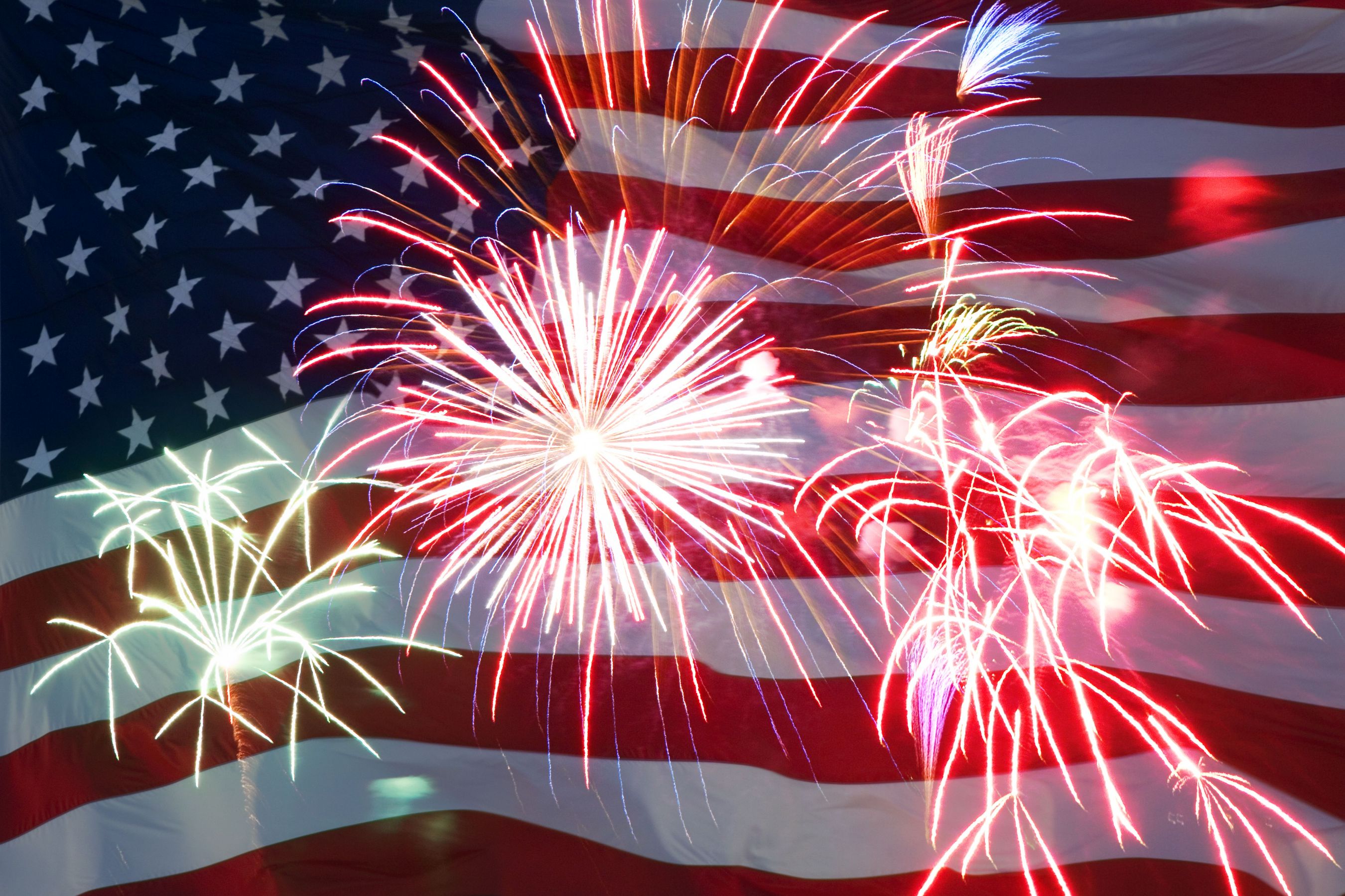 American Flag with 
Fireworks